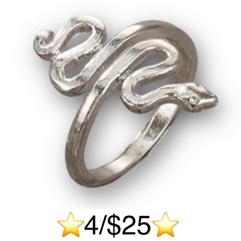 Silver Tone Open Style Adjustable Snake Ring